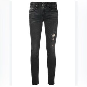 R13 Alison distressed skinny black jeans size 26